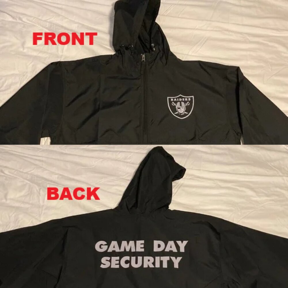 RAIDERS XL GAMEDAY SECURITY WATER RESISTANT WINDBREAKER HOODIE TEAM ISSUED NWT